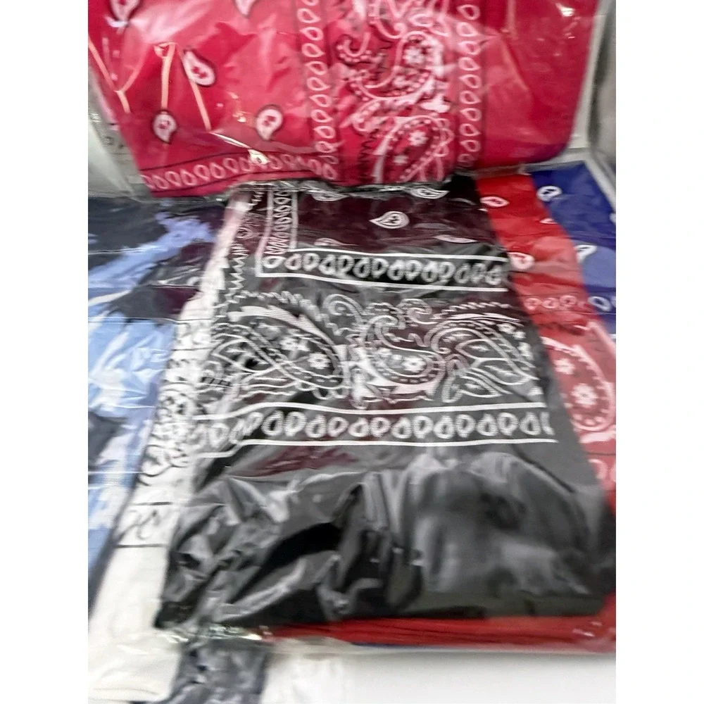 Lot of 9 Bandanas Paisley Camo Black Pink White Cotton Handkerchiefs